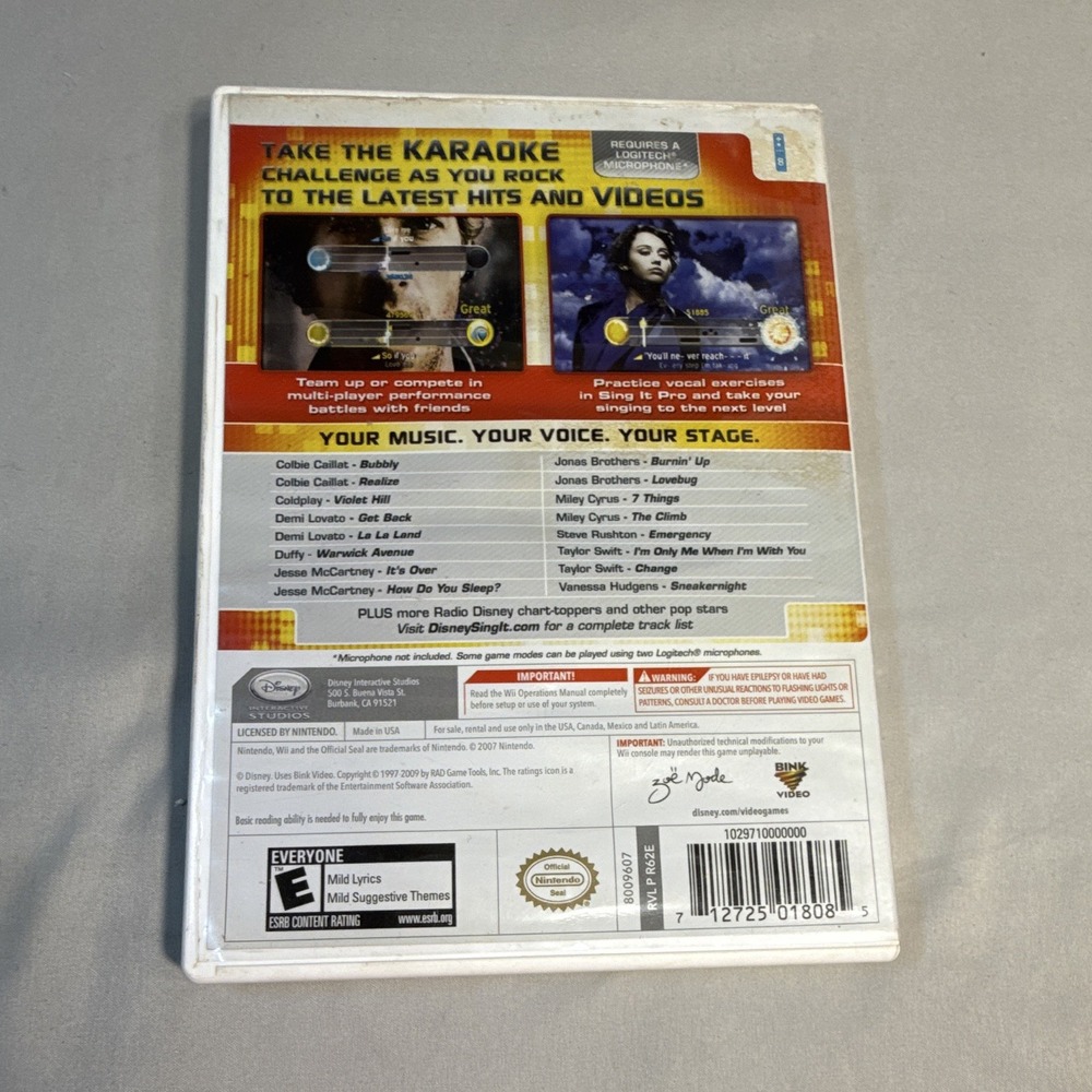 Disney Sing It: Pop Hits (2009) Nintendo Wii E Music Karaoke Manual NTSC-U/C - Picture 2 of 4
